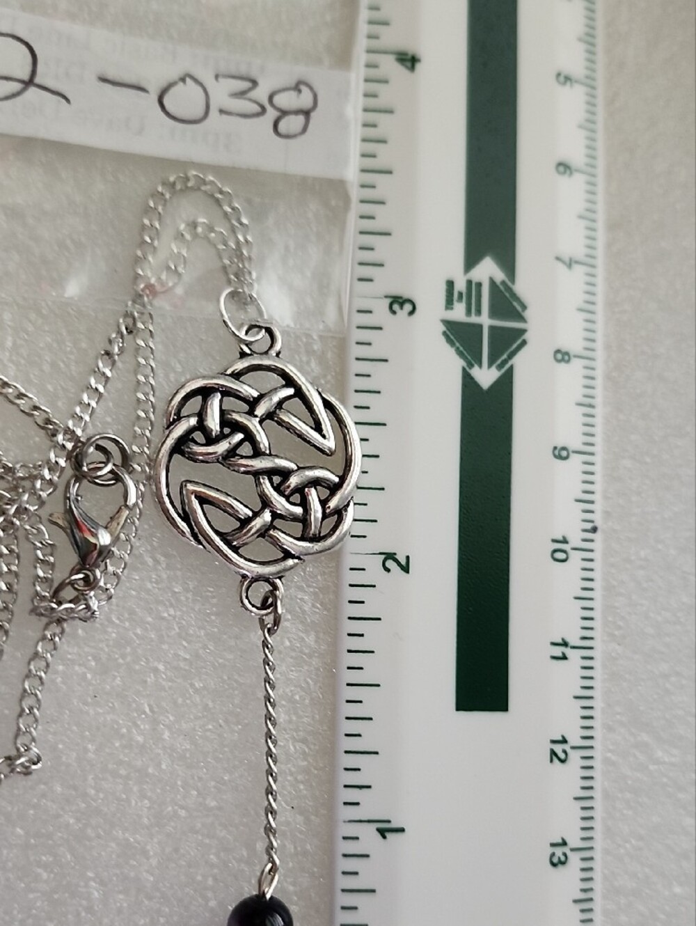 Hand Crafted Silver Celtic Knot Necklace with Purple Beads - Picture 5 of 10